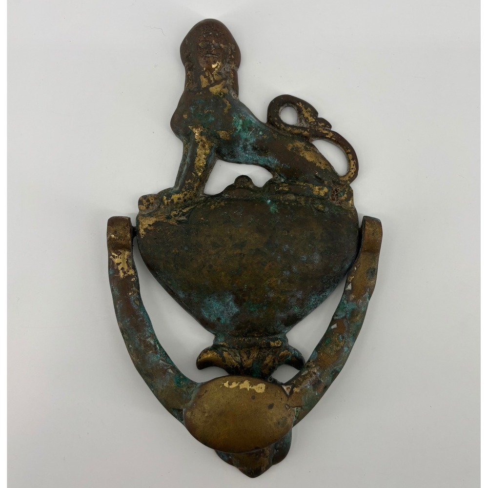 Antique Brass Sphinx Door Knocker 19th Century English Regency 8"x 5.75" RARE